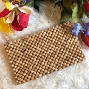 🌺Vintage unique rare wooden beads clutch 🌺